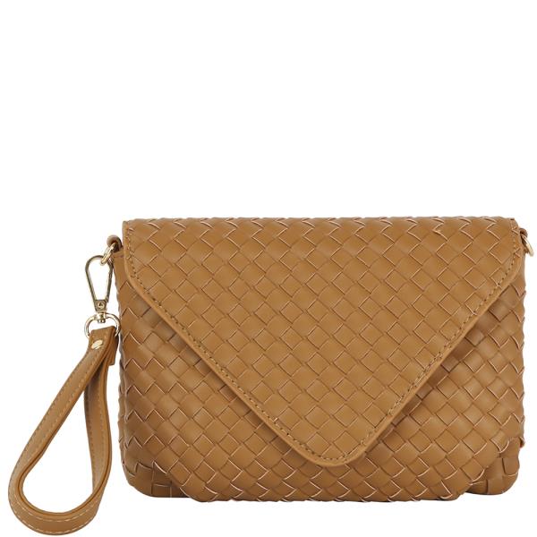 FASHION BRAID TEXTURE CLUTCH CROSSBODY BAG