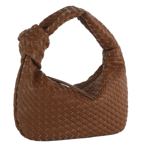 FASHION BRAID TEXTURE KNOT ZIPPER SHOULDER BAG