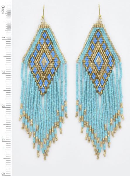 SEED BEAD AZTEC TASSEL DANGLE EARRING