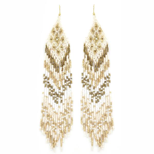 SEED BEAD AZTEC TASSEL DANGLE EARRING