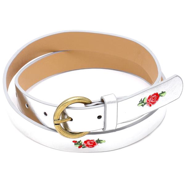 ROSE EMBROIDERED METALLIC BUCKLE BELT