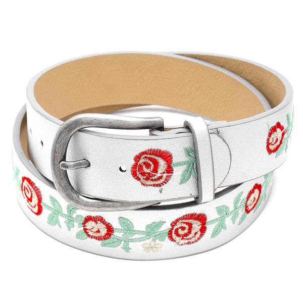 ROSE EMBROIDERED BUCKLE BELT