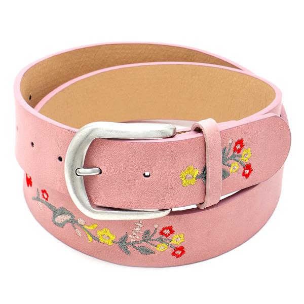 SMOOTH EMBROIDERED FLOWER BUCKLE BELT