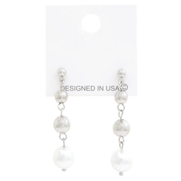 PEARL BALL BEAD DANGLE EARRING