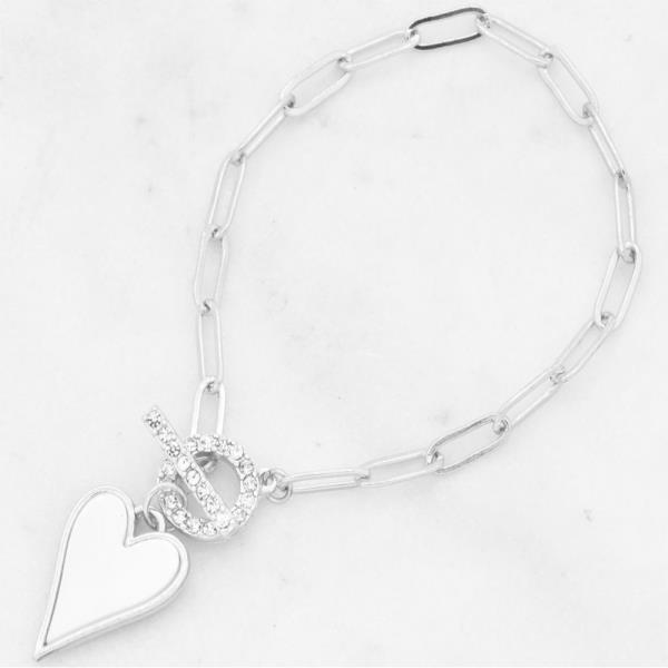 HEART CHARM TOGGLE CLASP BRACELET