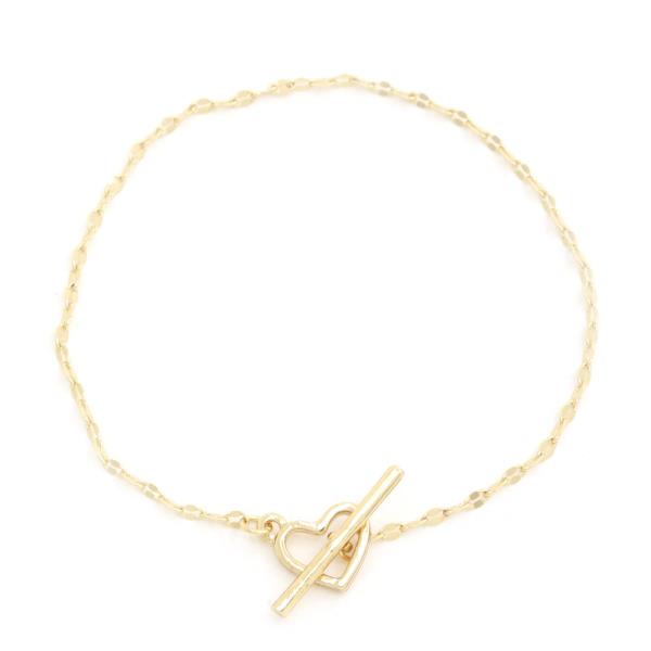 18K GOLD DIPPED HEART TOGGLE CLASP METAL BRACELET