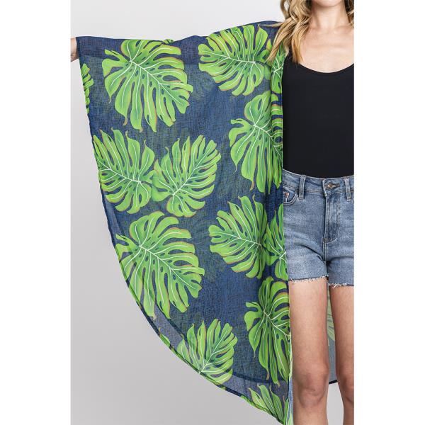 TROPICAL LEAVES PRINT SHAWL COVER UP