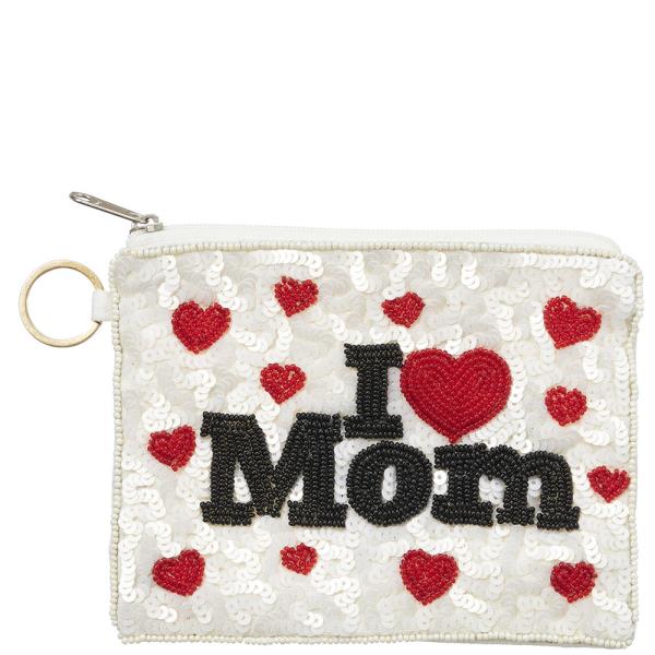 SEED BEAD I LOVE MOM COIN POUCH BAG