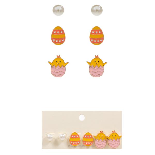 EASTER POST EARRING 3 PAIR SET