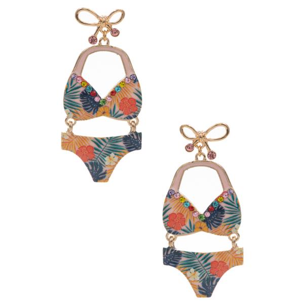 BIKINI SHAPED ENAMEL POST EARRING