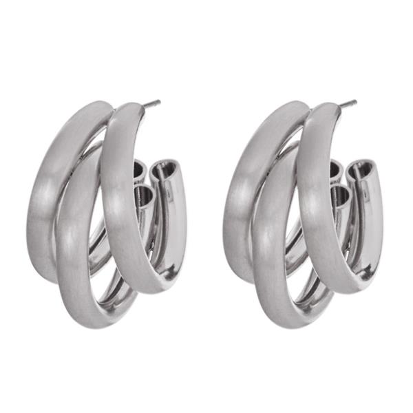 METAL HIGH POLISHED SATIN PLATING HOOP EARRING