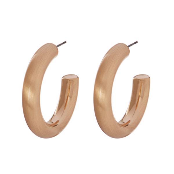 ROUND SHAPED METAL HIGH POLISHED SATIN PLATING HOOP EARRING