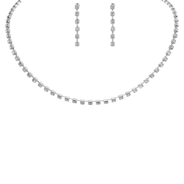 1 LINE RHINESTONE NECKLACE EARRING SET