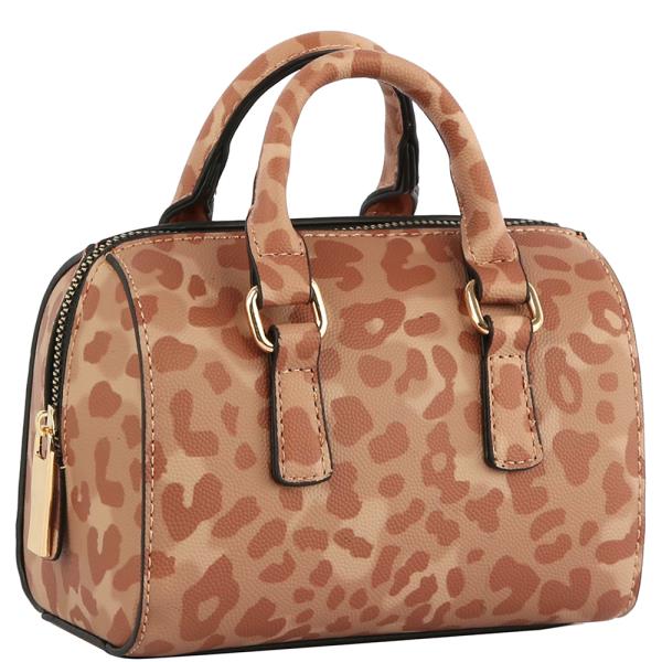 ANIMAL PRINTED MINI ZIPPER HANDLE BOSTON BAG