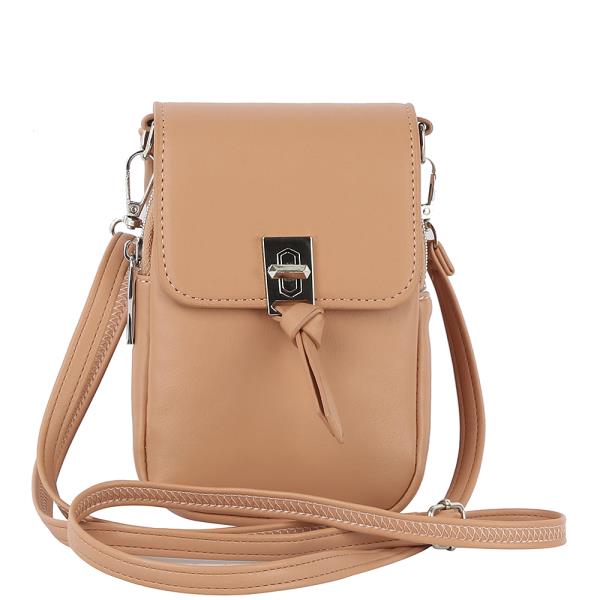 TWIST LOCK CLEAN DESIGN ZIPPER CROSSBODY BAG