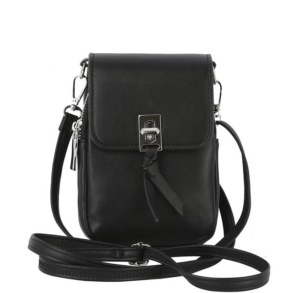 TWIST LOCK CLEAN DESIGN ZIPPER CROSSBODY BAG