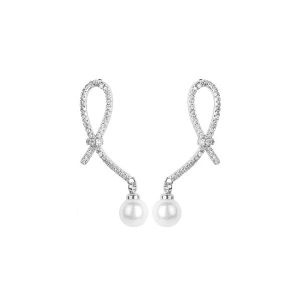 CZ CASTING LOOP PEARL EARRING