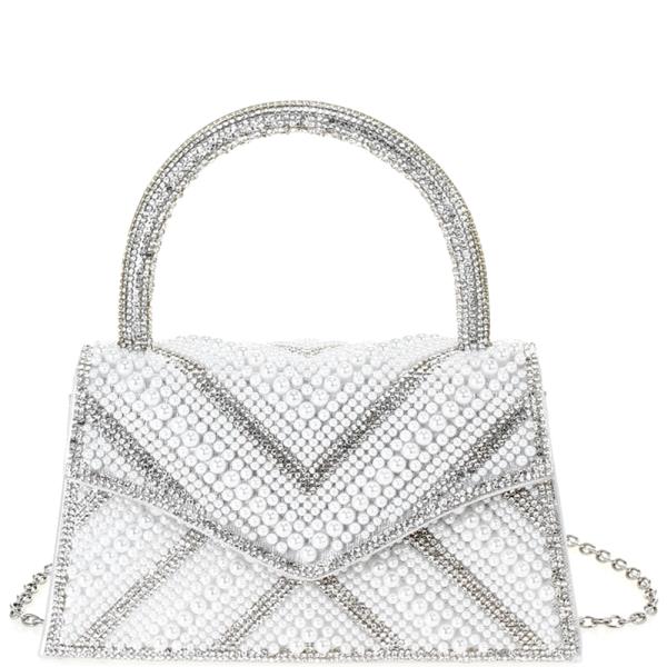 ALL OVER RHINESTONE CRYSTAL DESIGN HANDLE EVENING BAG