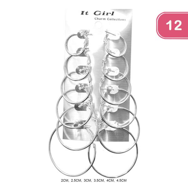 6PAIR HOOP EARRING (12 UNITS)