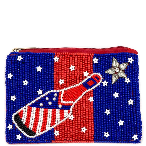 SEED BEAD USA CHAMPAGNE BOTTLE COIN BAG