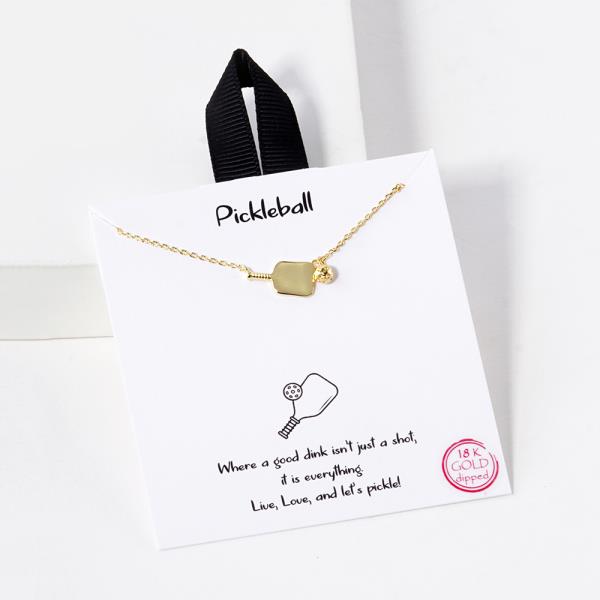 18K GOLD RHODIUM DIPPED PICKLEBALL NECKLACE
