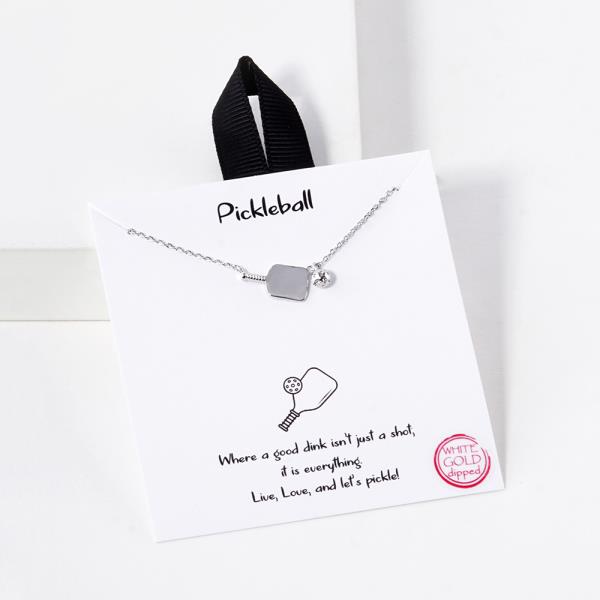 18K GOLD RHODIUM DIPPED PICKLEBALL NECKLACE