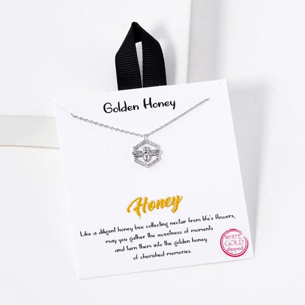 18K GOLD RHODIUM DIPPED GOLDEN HONEY BEE NECKLACE