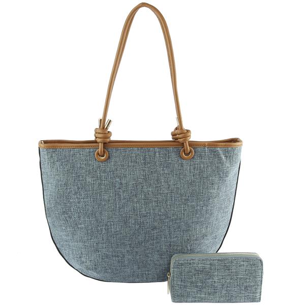 FASHION TEXTURE TOTE BAG WITH WALLET SET