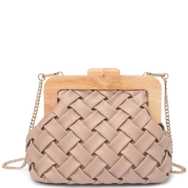 SMOOTH WOVEN WOODEN CROSSBODY BAG