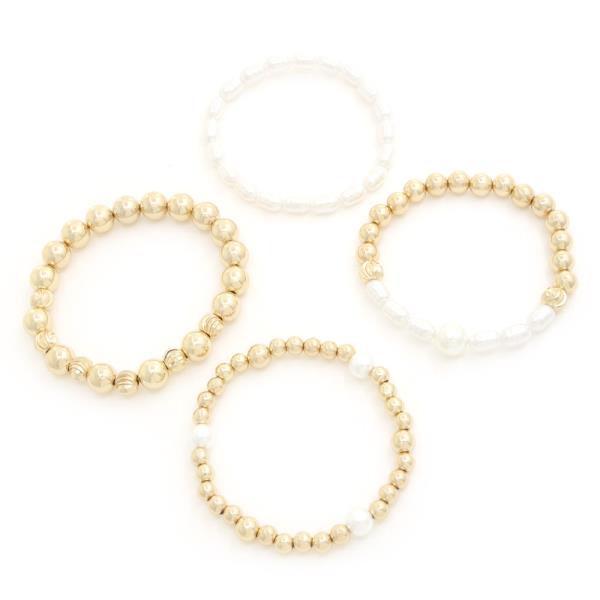 4 LAYER PEARL MIX STRETCH BRACELET