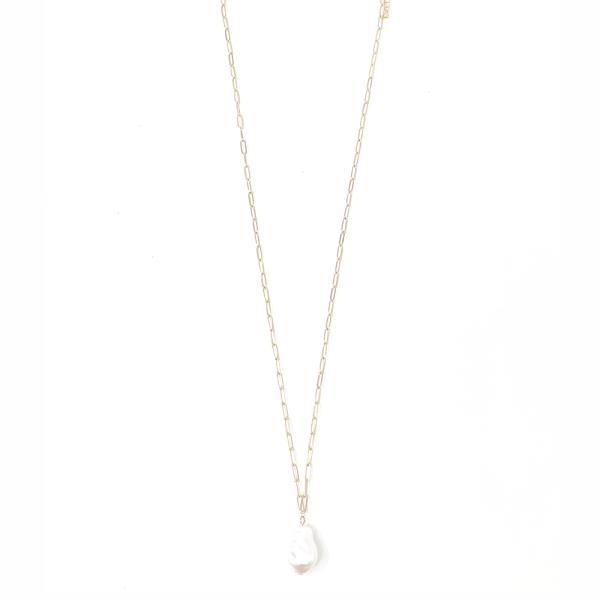 LONG CHAIN W/ LARGE PEARL NECKLACE