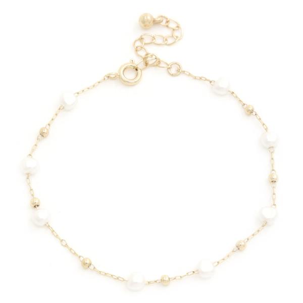PEARL BEAD DAINTY LINK METAL BRACELET