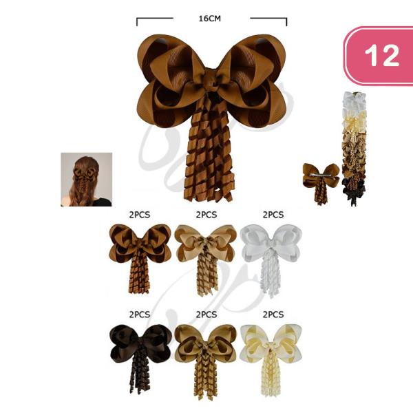 HAIR BOW TASSEL CLIP (12 UNITS )