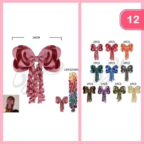 HAIR BOW TASSEL CLIP (12 UNITS )