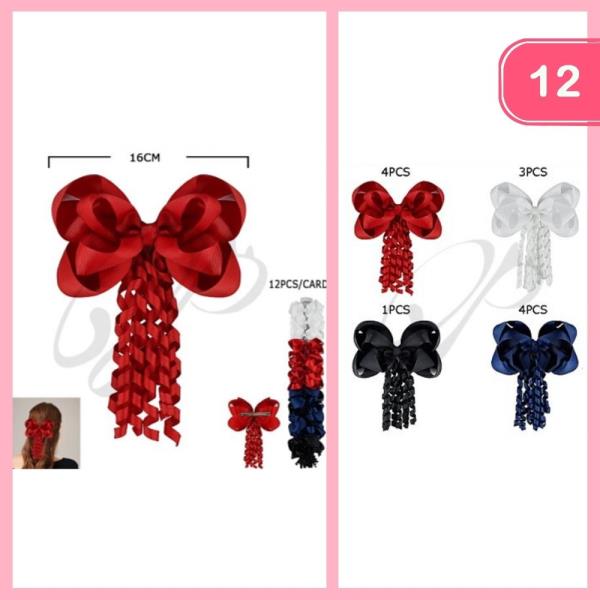 HAIR BOW TASSEL CLIP (12 UNITS )