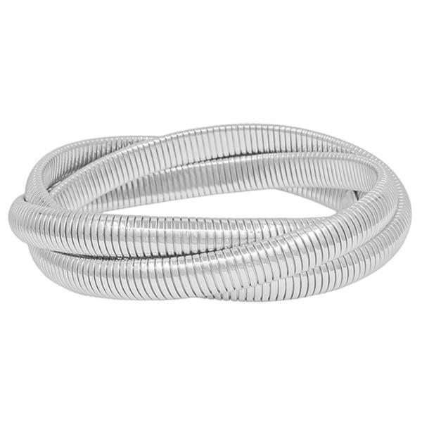 WATER RESISTANT 3 SET 8 MM BOLD METAL STRETCH BRACELET