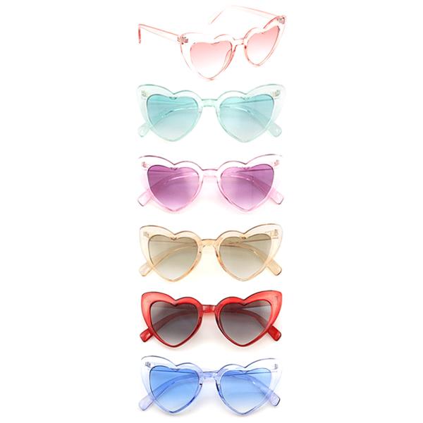 CLEAR COLORED HEARTS SHAPE SUNGLASSES 1DZ