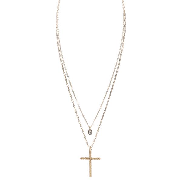 CHAIN CROSS METAL PENDANT WITH CHAIN LAYERED NK