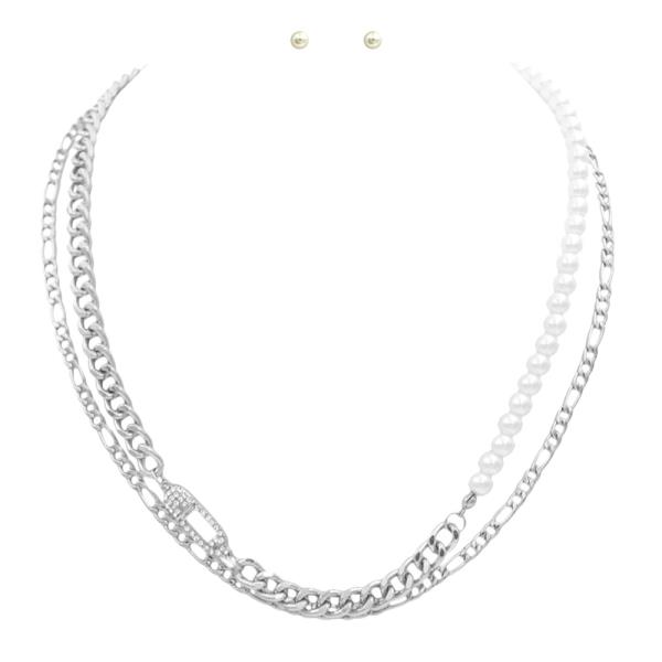 FILIGARO LINK PEARL BEAD NECKLACE