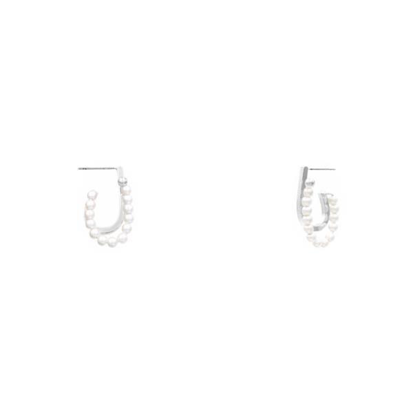 U SHAPE PEARL BEAD METAL EARRING