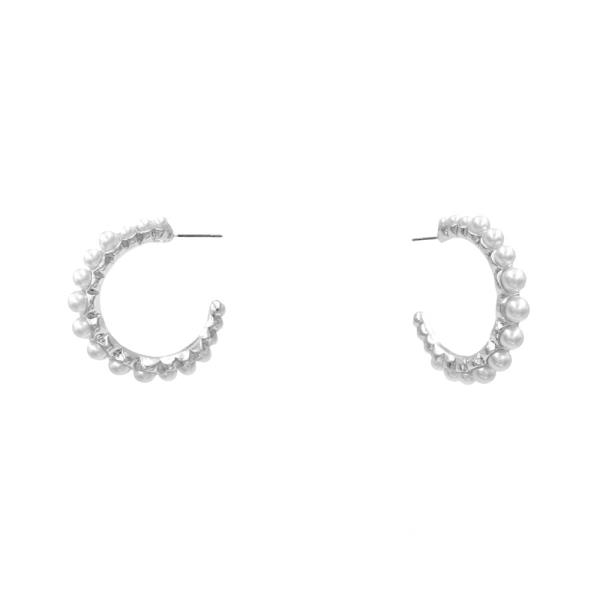 PEARL BEAD OPEN HOOP EARRING