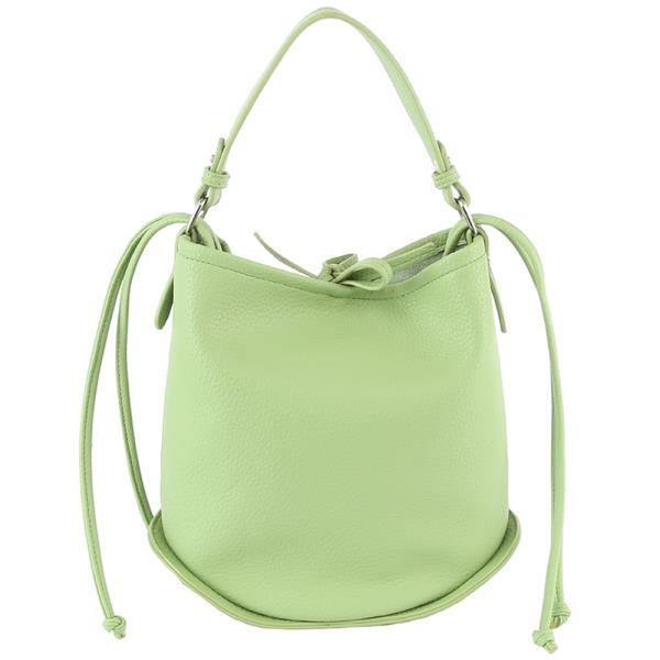 PLAIN SMOOTH HANDLE BUCKET BAG W STRAP