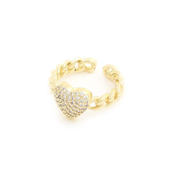 SODAJO HEART CZ GOLD DIPPED ADJUSTABLE RING