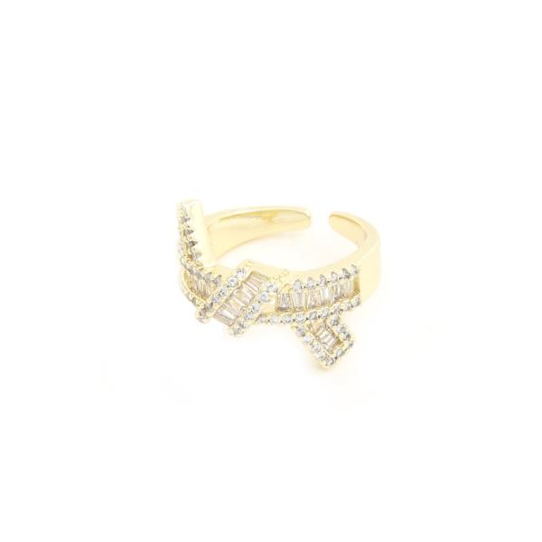SODAJO CRISS CROSS CZ GOLD DIPPED ADJUSTABLE RING