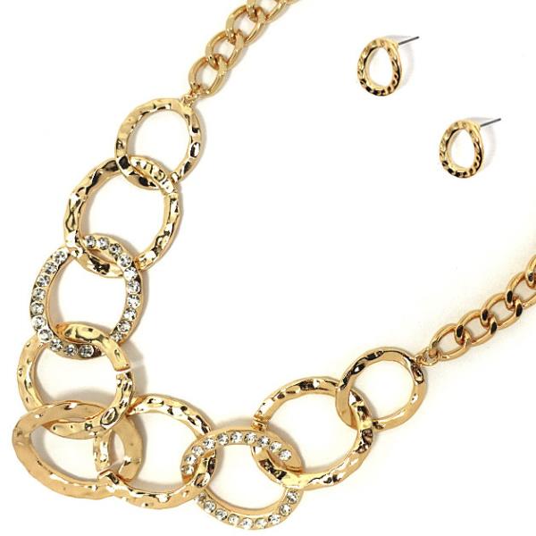 METAL MULTI ROUND NECKLACE EARRING SET