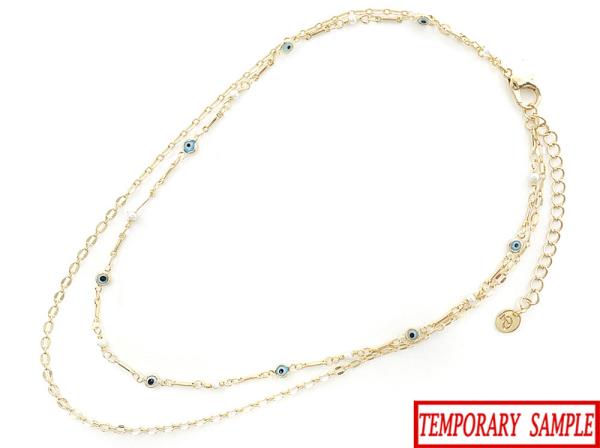 LAYERED EVIL EYE W PEARL NECKLACE