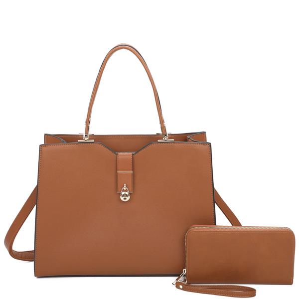 2IN1 MODERN SMOOTH SATCHEL BAG WITH WALLET SET