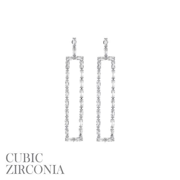 BAGUETTE CZ RECTANGLE EARRING