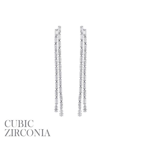 BAGUETTE CZ 2 LINE EARRING