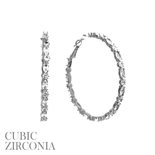 CZ MARQUISE 60MM HOOP EARRING